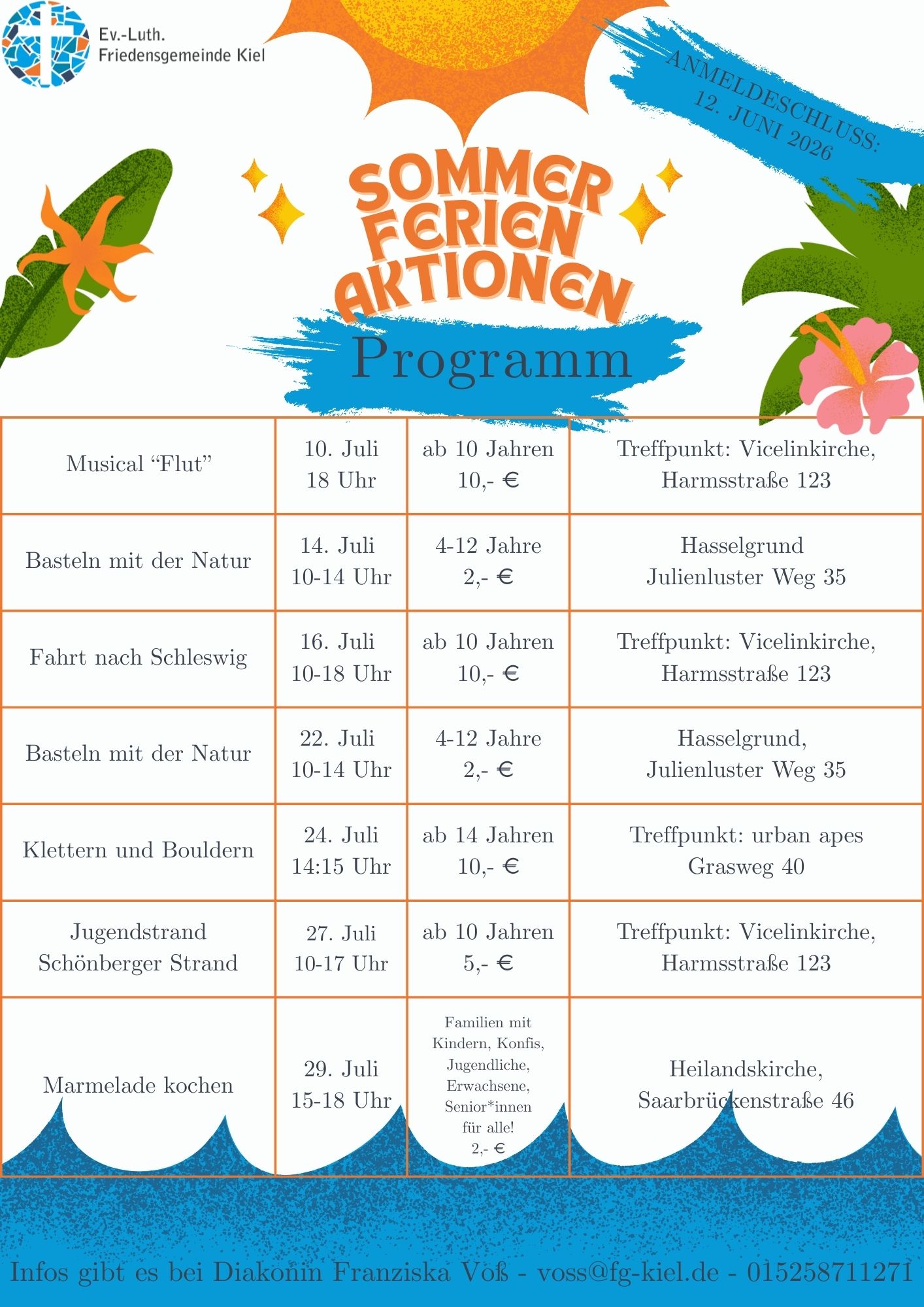Sommer Ferien Aktionen 2026 Flyer