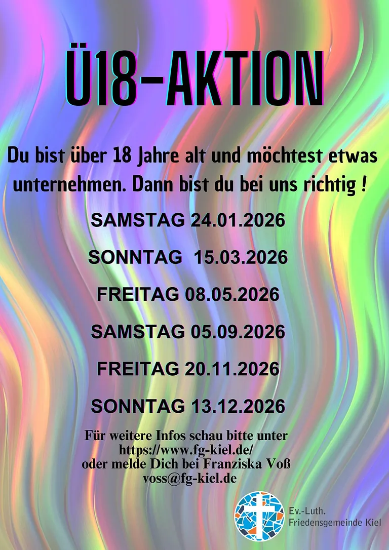 Veranstaltungsplakat "Ü18-AKTION" mit Terminen.