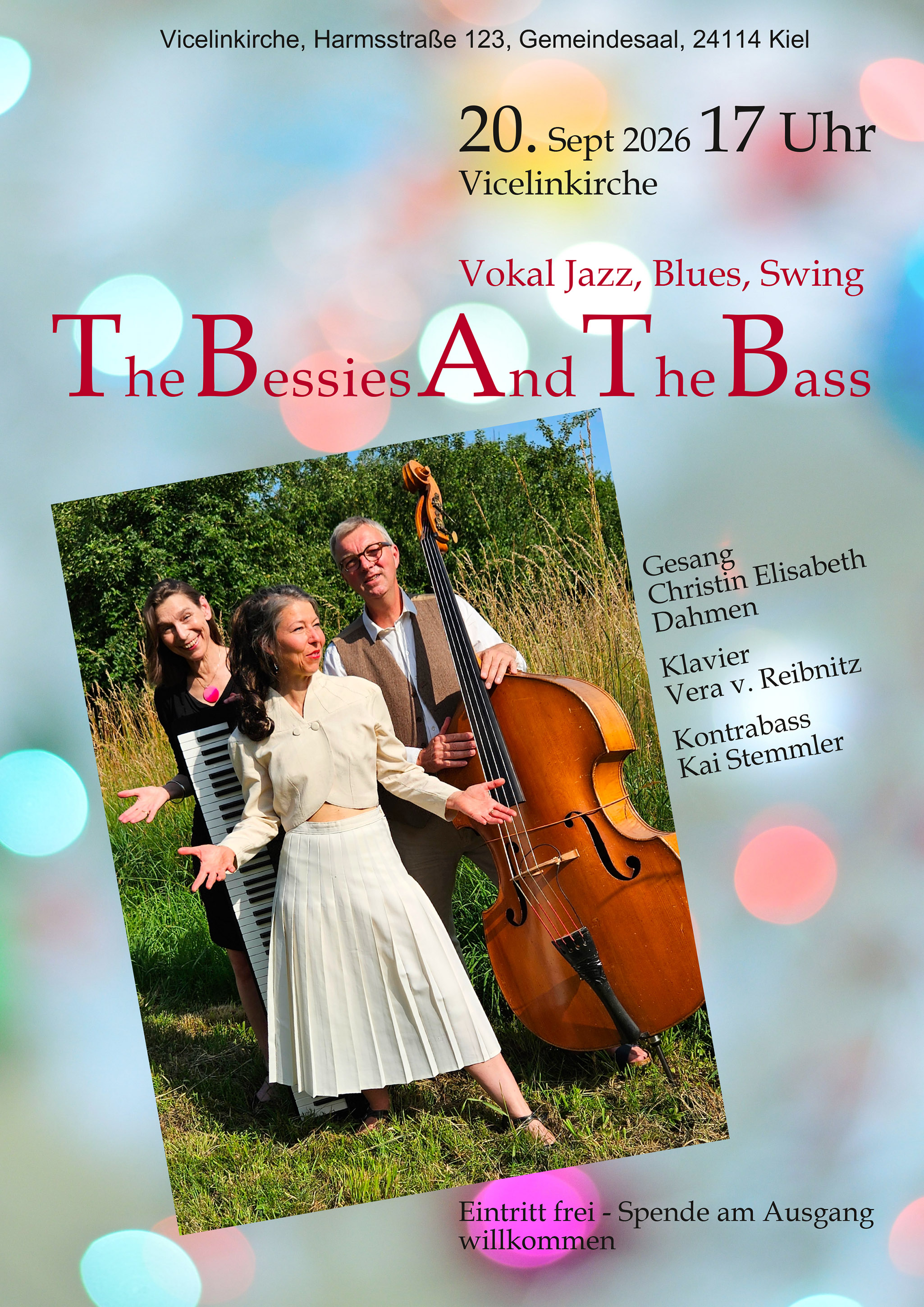 20. September 2026, 17 Uhr, Gemeindesaal der Vicelinkirche - Vokal Jazz, The Bessies and the Bass