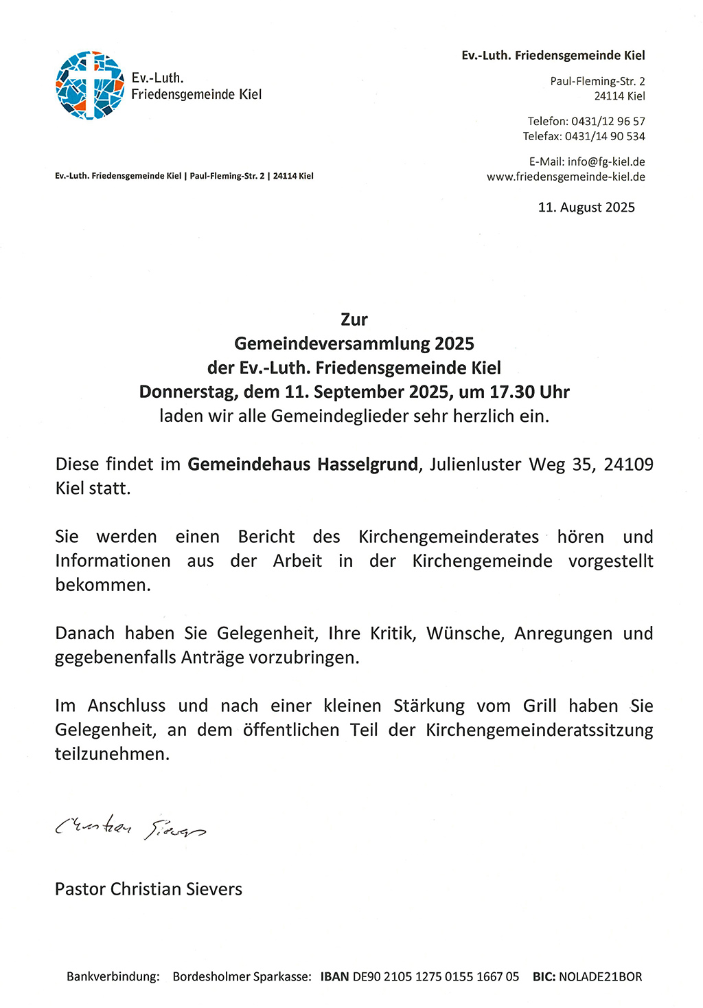 Gemeindeversammlung am 11.09.2025